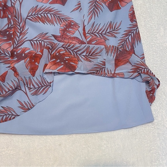 CAbi Style #5381 Isabel Blue Coral Palm Leaf Print Ruffle Sleeve Summer Dress L - Picture 11 of 14